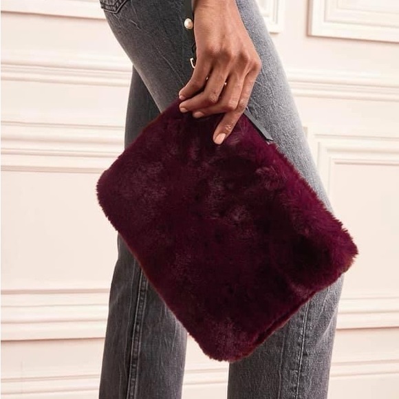 Burgundy Faux Fur Maven Wristlet - Picture 7 of 9